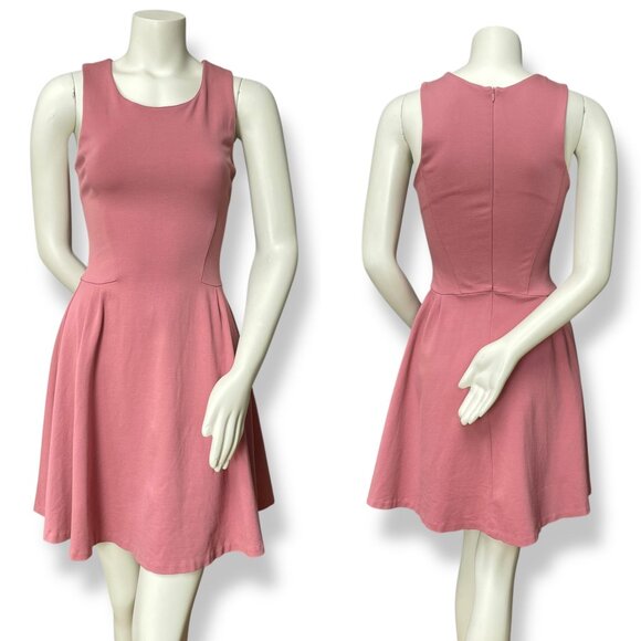 Bar III Dress Fit and Flare Skater Sleeveless Rose Pink Size Large Scoop Neck - Picture 1 of 10